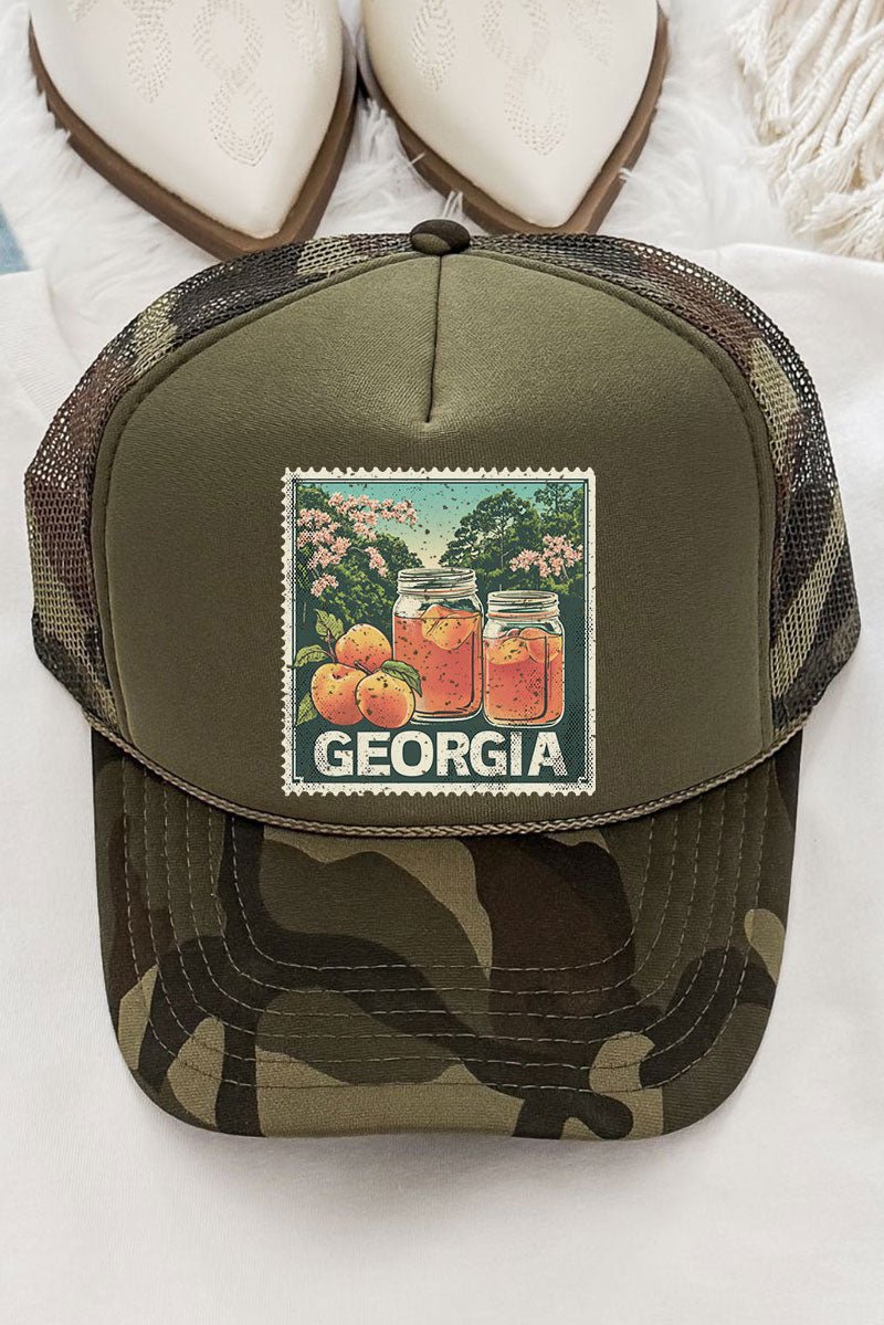 Vintage Georgia Stamp Otto Camo with Olive Green Foam Front Trucker Hat - Wholesale Accessory Market