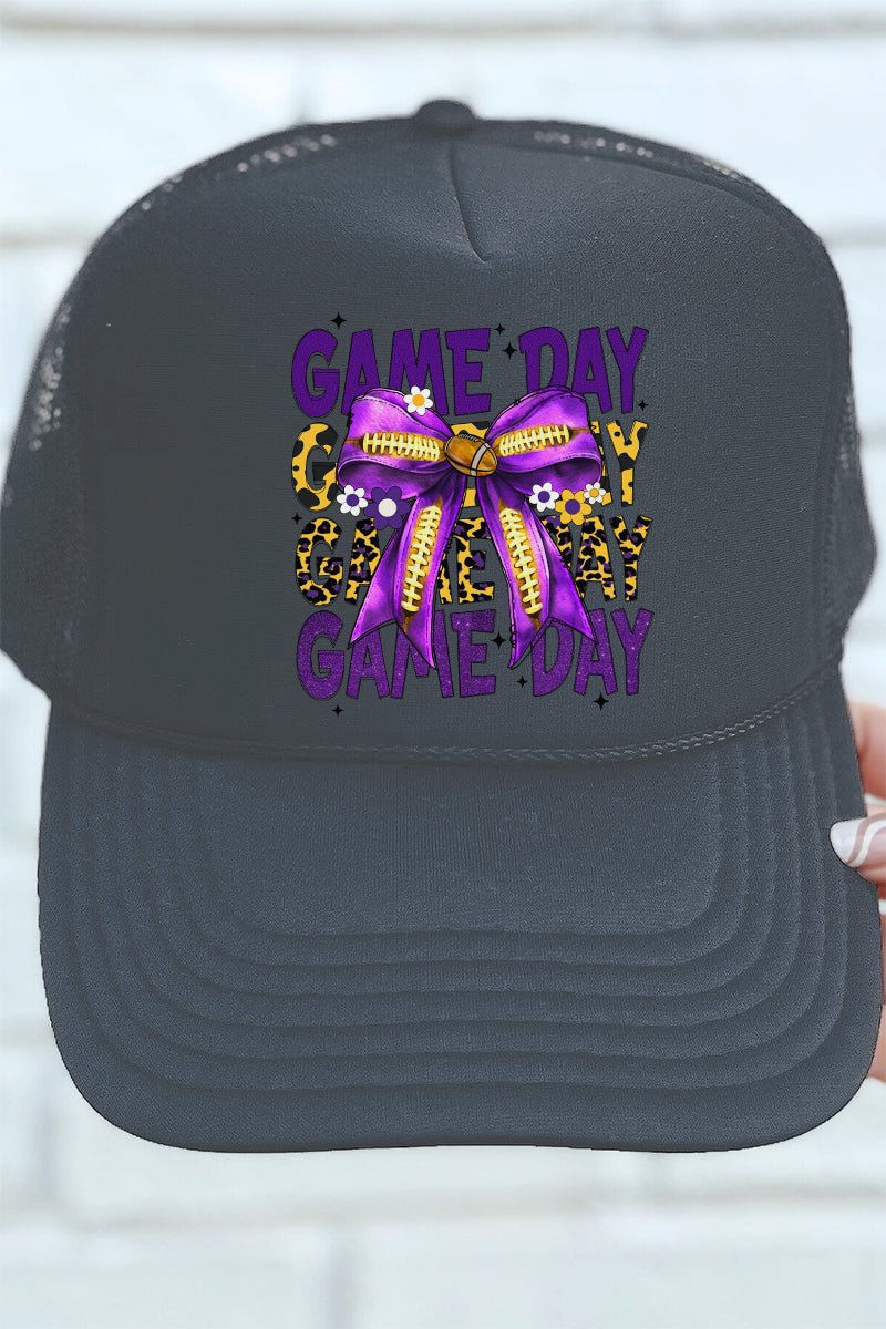 Purple & Gold Stacked Gameday Otto Charcoal Gray Foam Front Trucker Hat - Wholesale Accessory Market