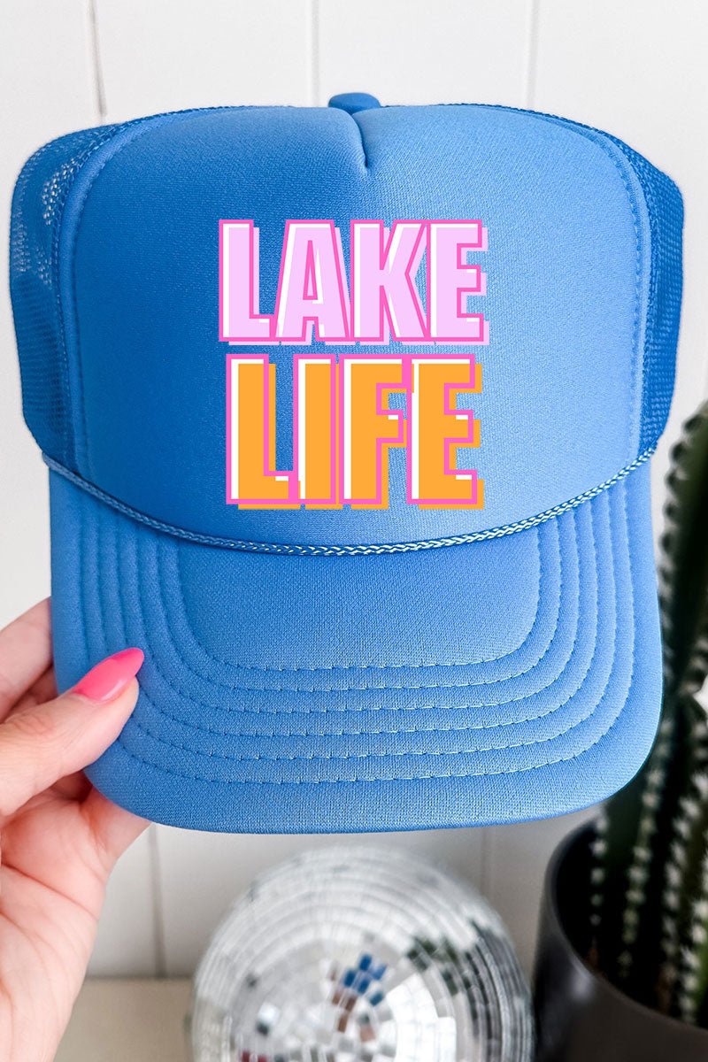 Golden Hour Lake Life Otto Columbia Blue Foam Front Trucker Hat - Wholesale Accessory Market