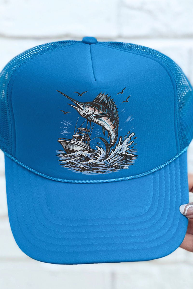 Marlin Waves Otto Columbia Blue Foam Front Trucker Hat - Wholesale Accessory Market