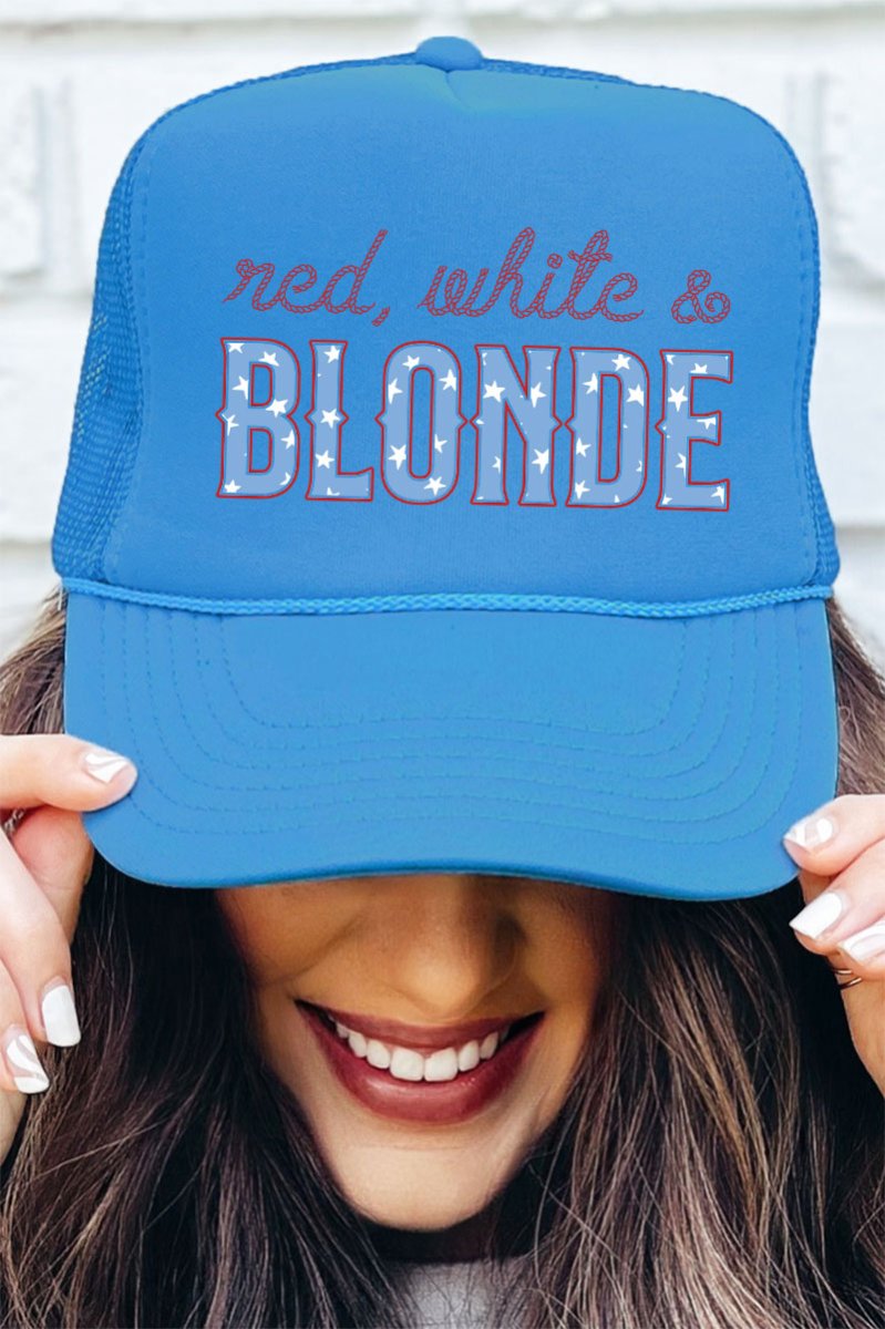 Red, White & Blonde Otto Columbia Blue Foam Front Trucker Hat - Wholesale Accessory Market