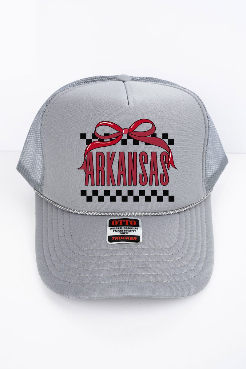 Bow Arkansas Check Otto Gray Foam Front Trucker Hat - Wholesale Accessory Market