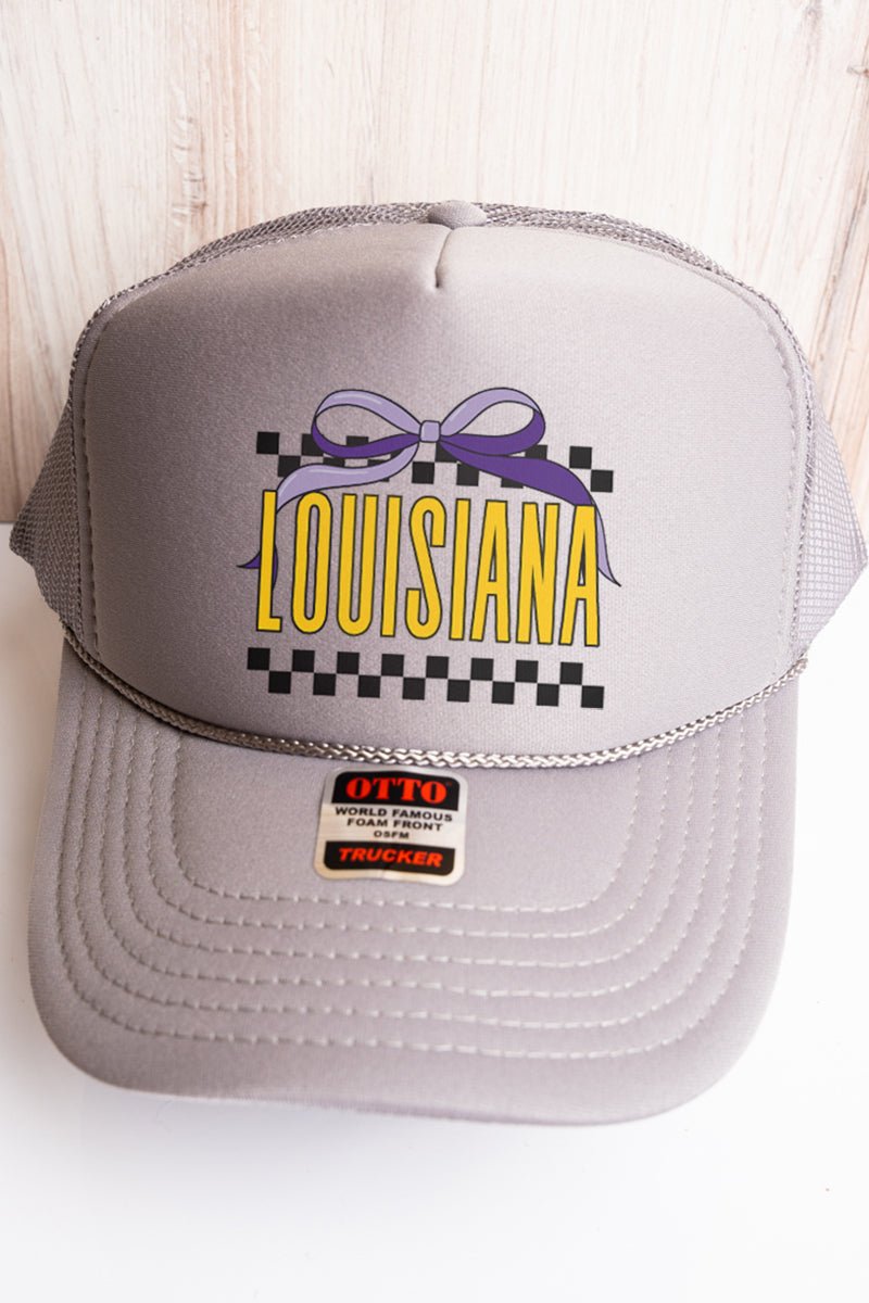Bow Louisiana Check Otto Gray Foam Front Trucker Hat - Wholesale Accessory Market