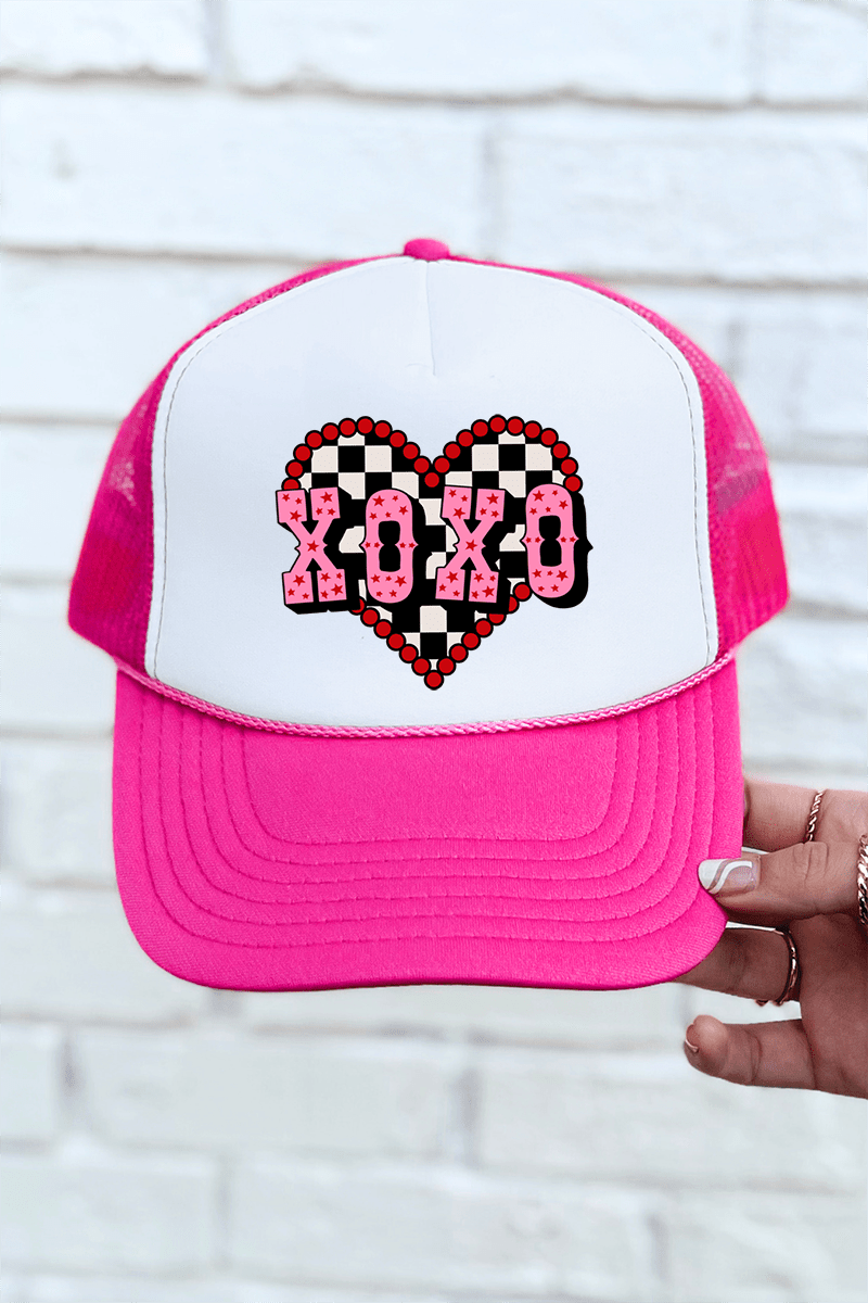 Rockabilly XOXO Otto Hot Pink with White Foam Front Trucker Hat - Wholesale Accessory Market