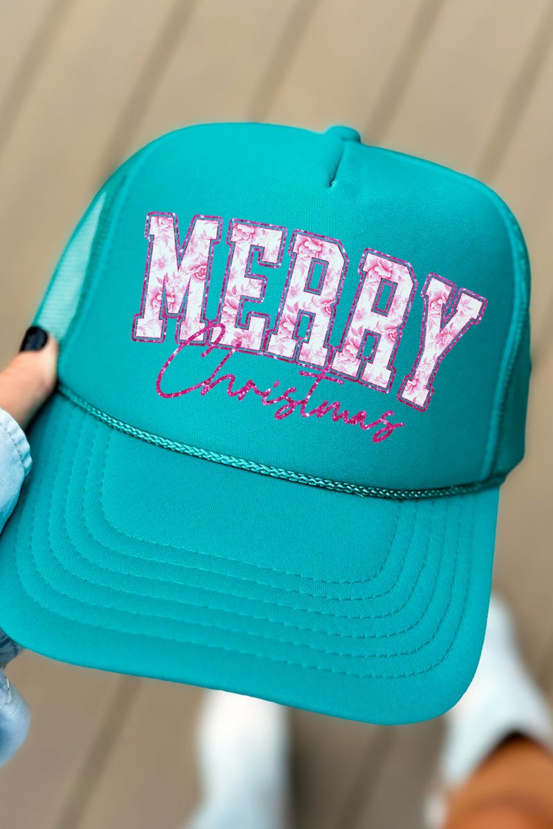 Chinoiserie Pink Merry Christmas Otto Jade Foam Front Trucker Hat - Wholesale Accessory Market