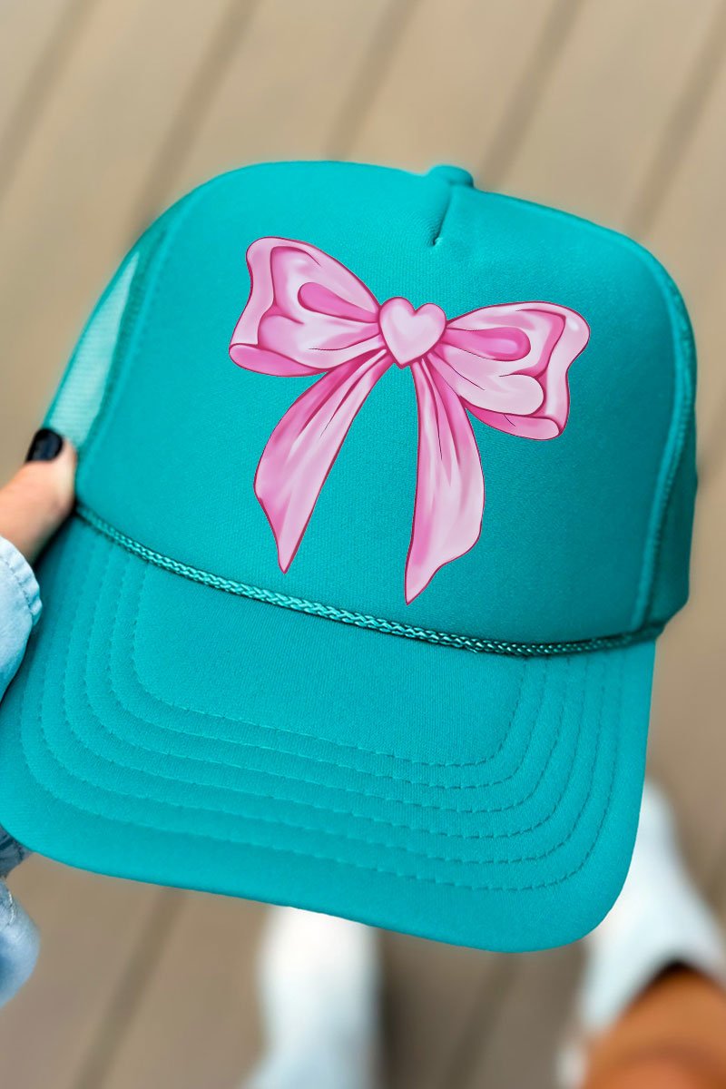 Heartstrings Coquette Bow Otto Jade Foam Front Trucker Hat - Wholesale Accessory Market