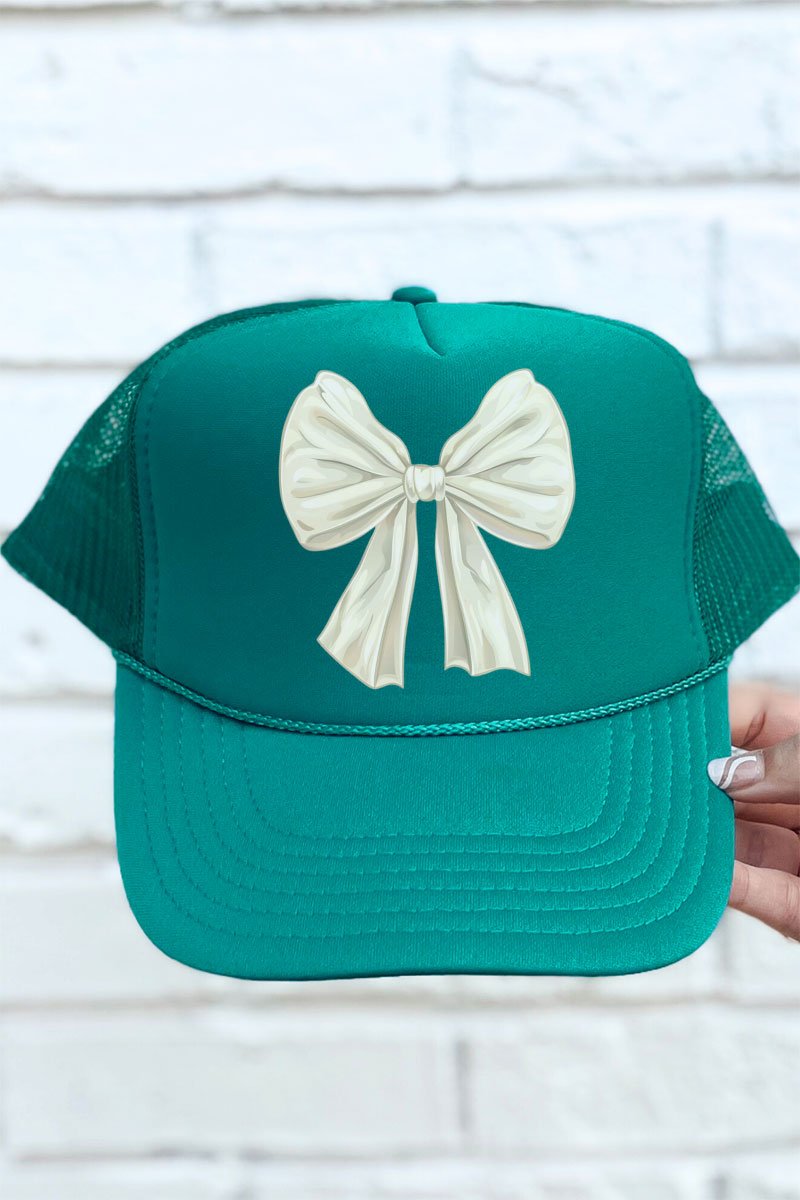 Ivory Coquette Bow Otto Jade Foam Front Trucker Hat - Wholesale Accessory Market