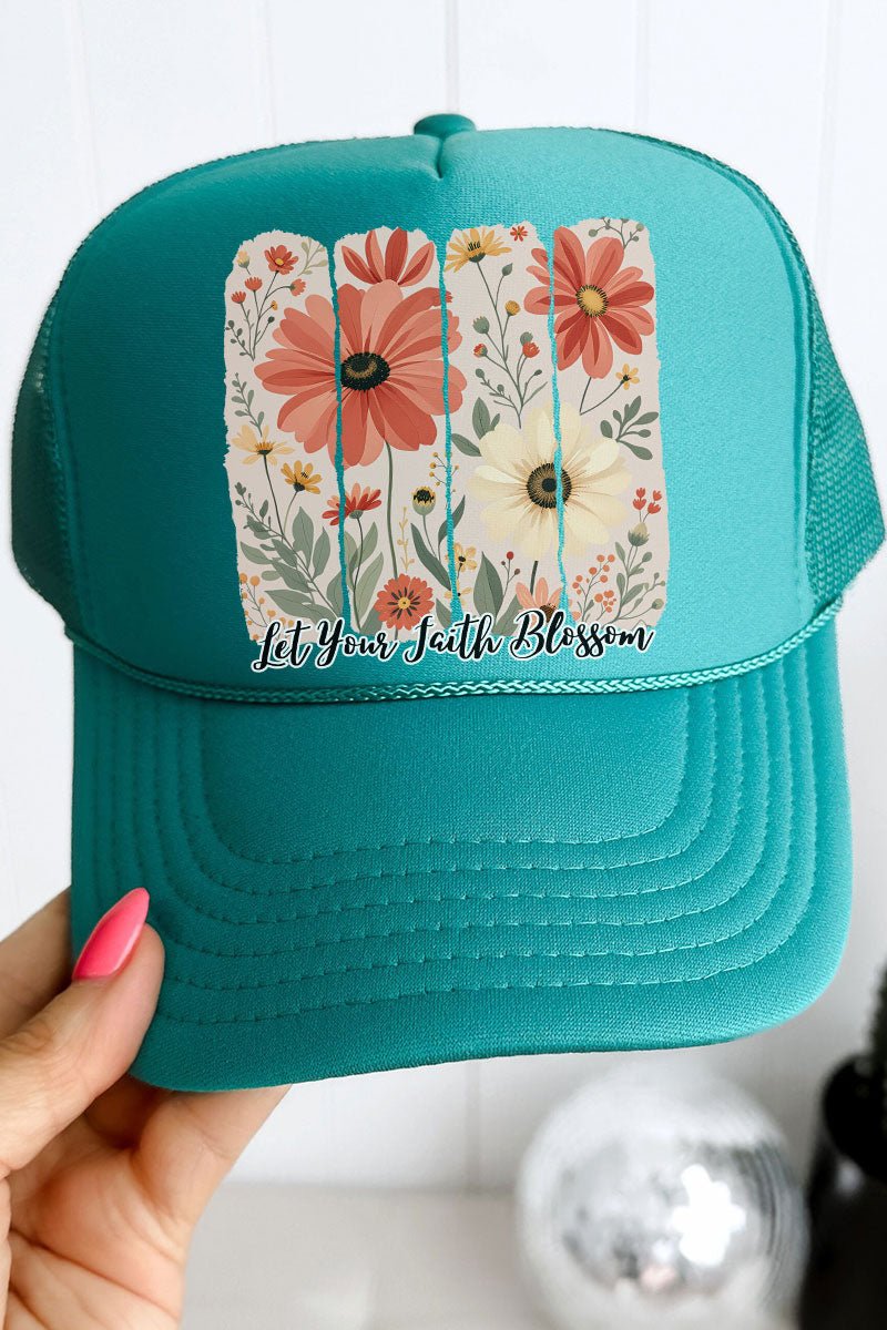 Let Your Faith Blossom Otto Jade Foam Front Trucker Hat - Wholesale Accessory Market