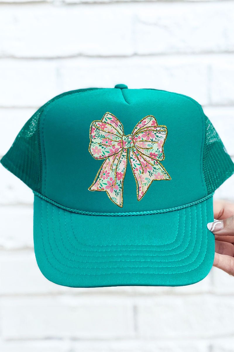 Preppy Blossom Bow Otto Jade Foam Front Trucker Hat - Wholesale Accessory Market