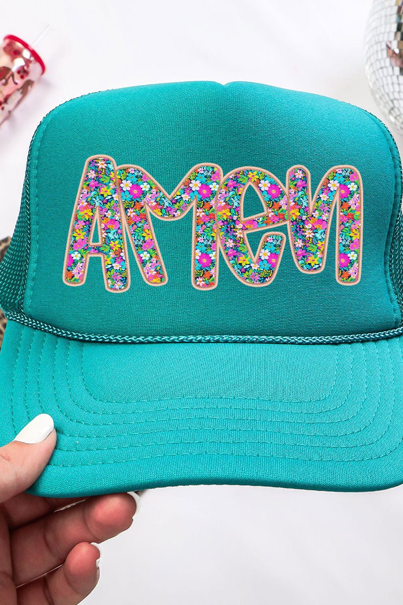 Radiant Amen Floral Otto Jade Foam Front Trucker Hat - Wholesale Accessory Market