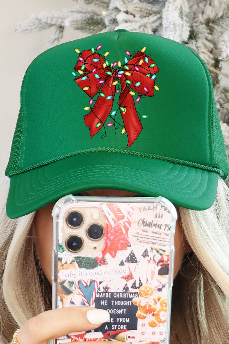 Christmas Lights Coquette Bow Otto Kelly Foam Front Trucker Hat - Wholesale Accessory Market