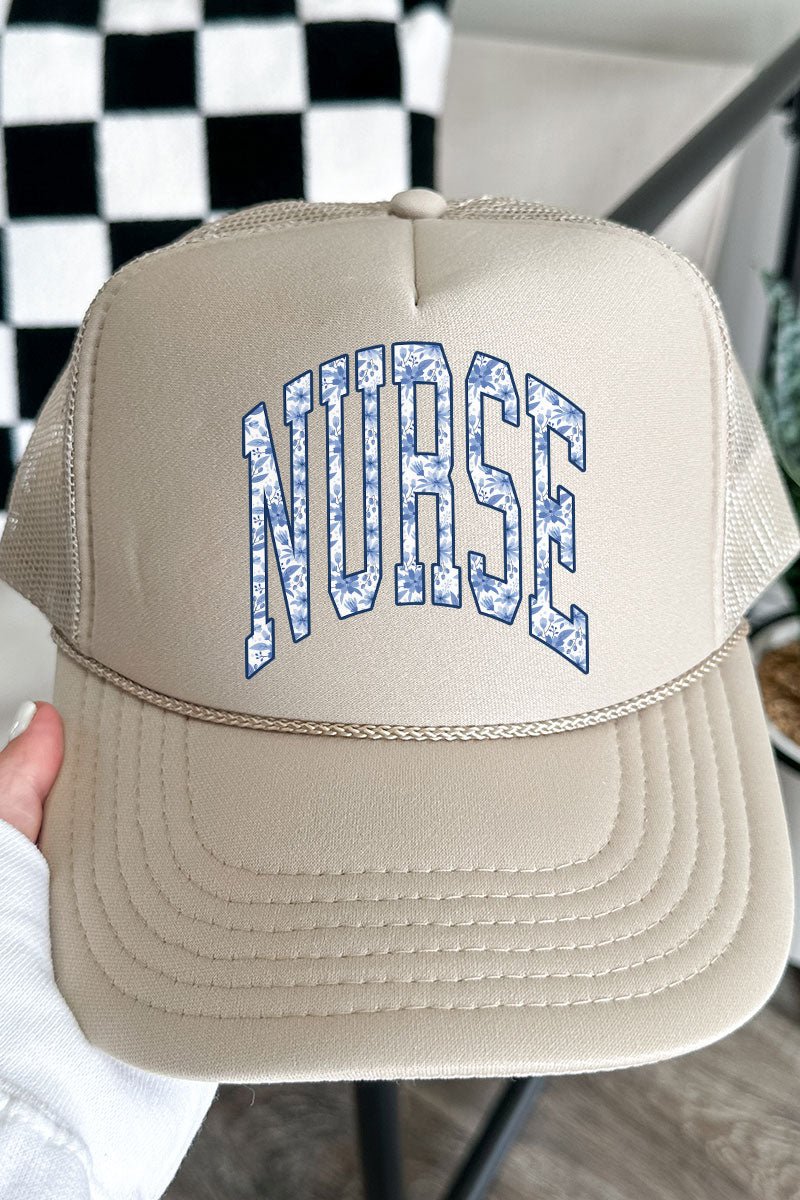 Arched Chinoiserie Nurse Otto Khaki Foam Front Trucker Hat - Wholesale Accessory Market