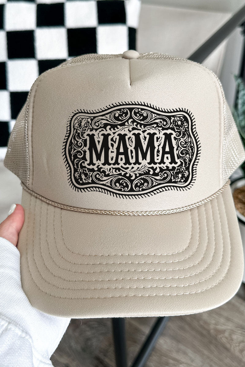 Belt Buckle Mama Otto Khaki Foam Front Trucker Hat - Wholesale Accessory Market