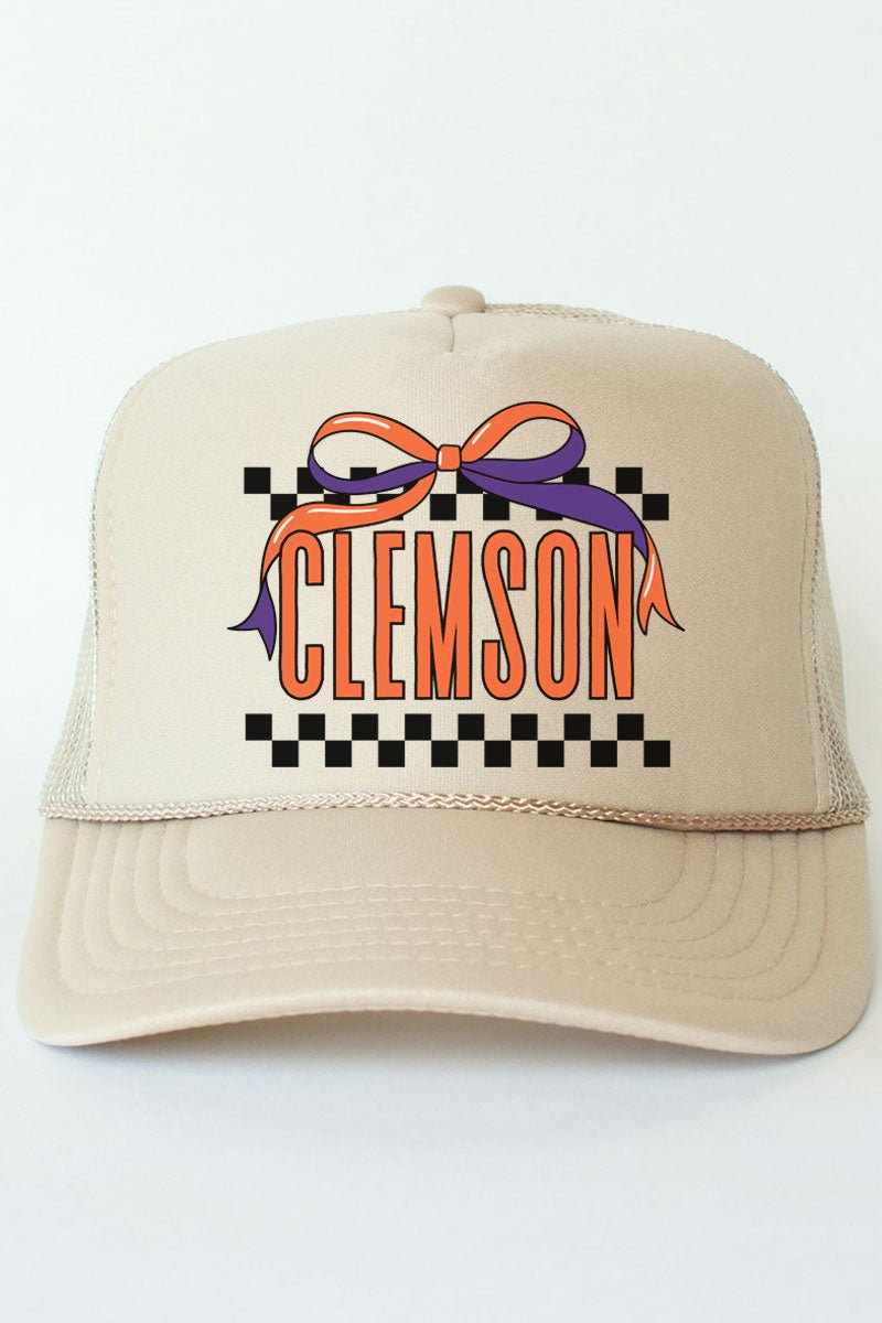 Bow Clemson Check Otto Khaki Foam Front Trucker Hat - Wholesale Accessory Market