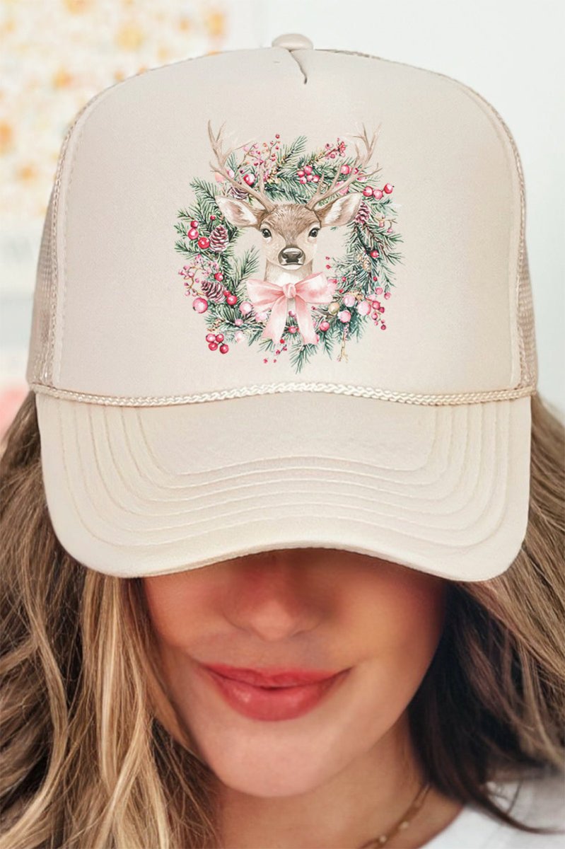 Sugar Plum Deer Otto Khaki Foam Front Trucker Hat - Wholesale Accessory Market