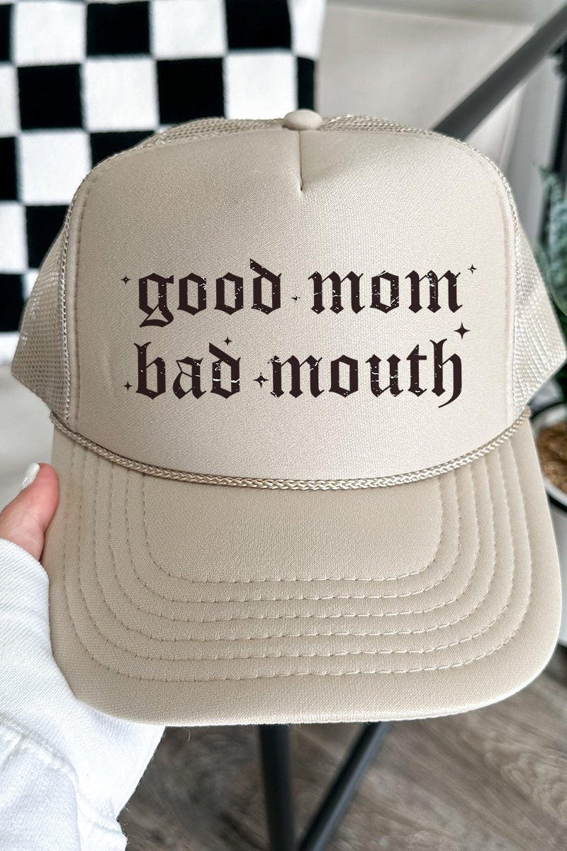 Good Mom, Bad Mouth Otto Khaki Foam Front Trucker Hat - Wholesale Accessory Market