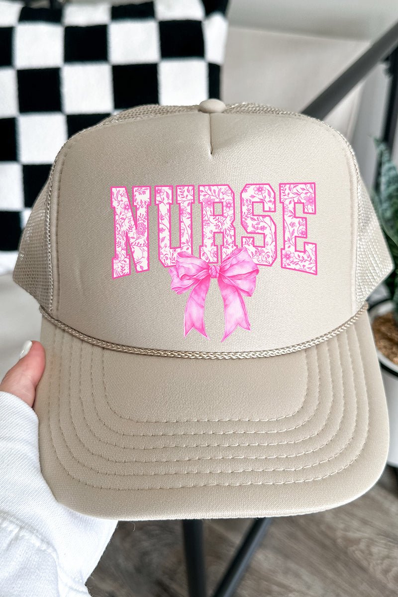 Pink Chinoiserie Nurse Otto Khaki Foam Front Trucker Hat - Wholesale Accessory Market