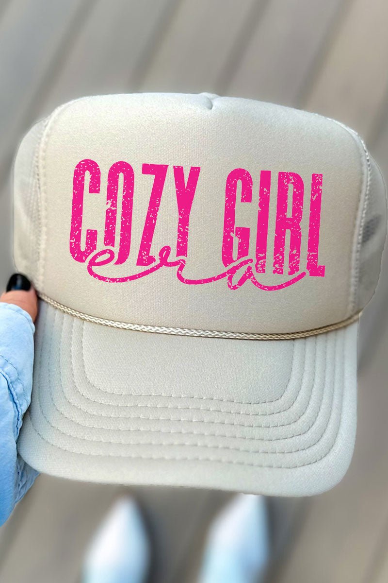 Pink Cozy Girl Era Otto Khaki Foam Front Trucker Hat - Wholesale Accessory Market