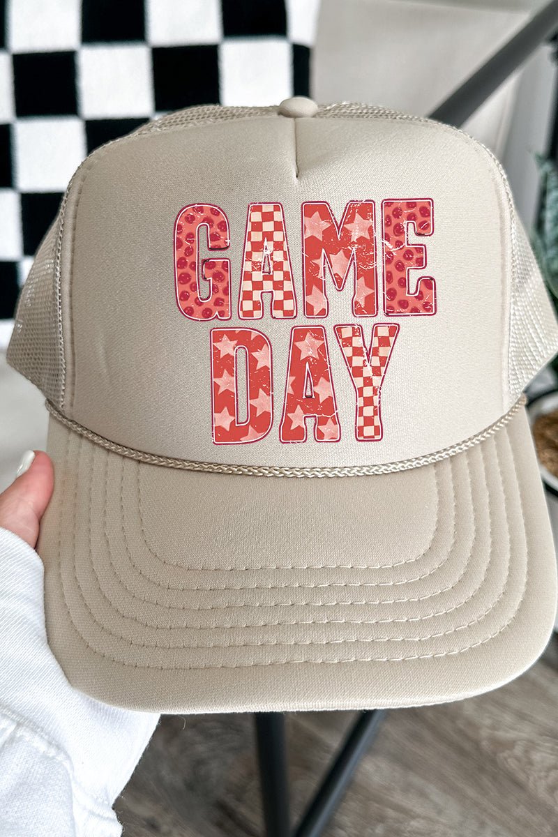 Red Starry Game Day Otto Khaki Foam Front Trucker Hat - Wholesale Accessory Market