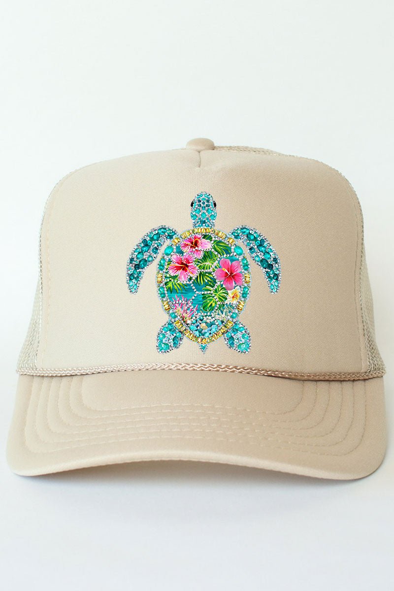 Seaside Sparkle Turtle Otto Foam Front Trucker Hat - Wholesale Accessory Market