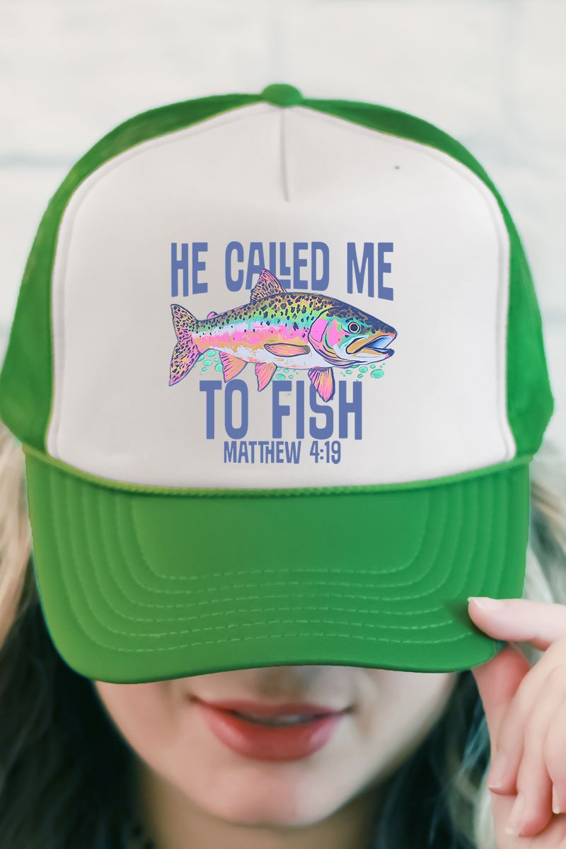 He Called Me To Fish Otto Kelly Green with White Foam Front Trucker Hat - Wholesale Accessory Market