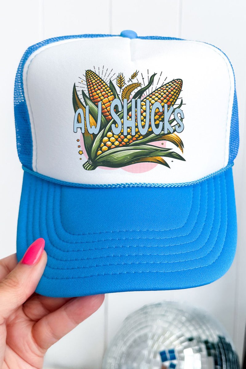 Aw Shucks Otto Neon Blue with White Foam Front Trucker Hat - Wholesale Accessory Market