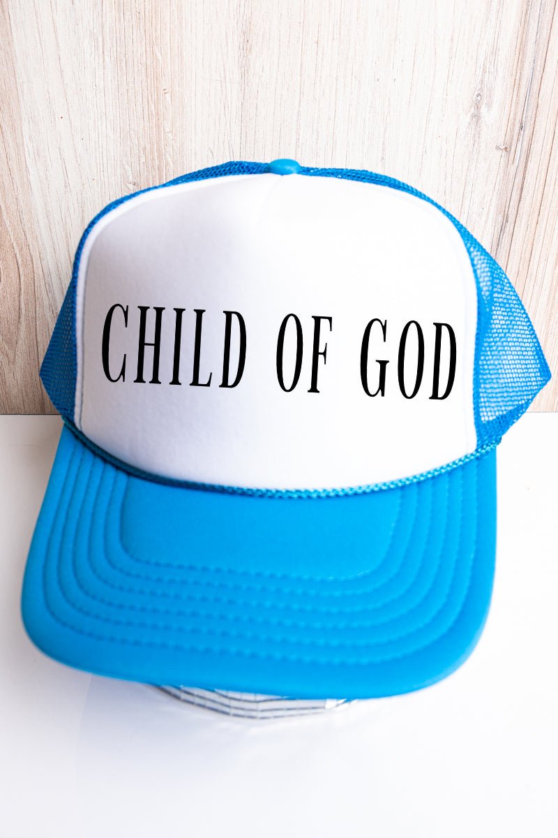 Child Of God Otto Neon Blue with White Foam Front Trucker Hat - Wholesale Accessory Market