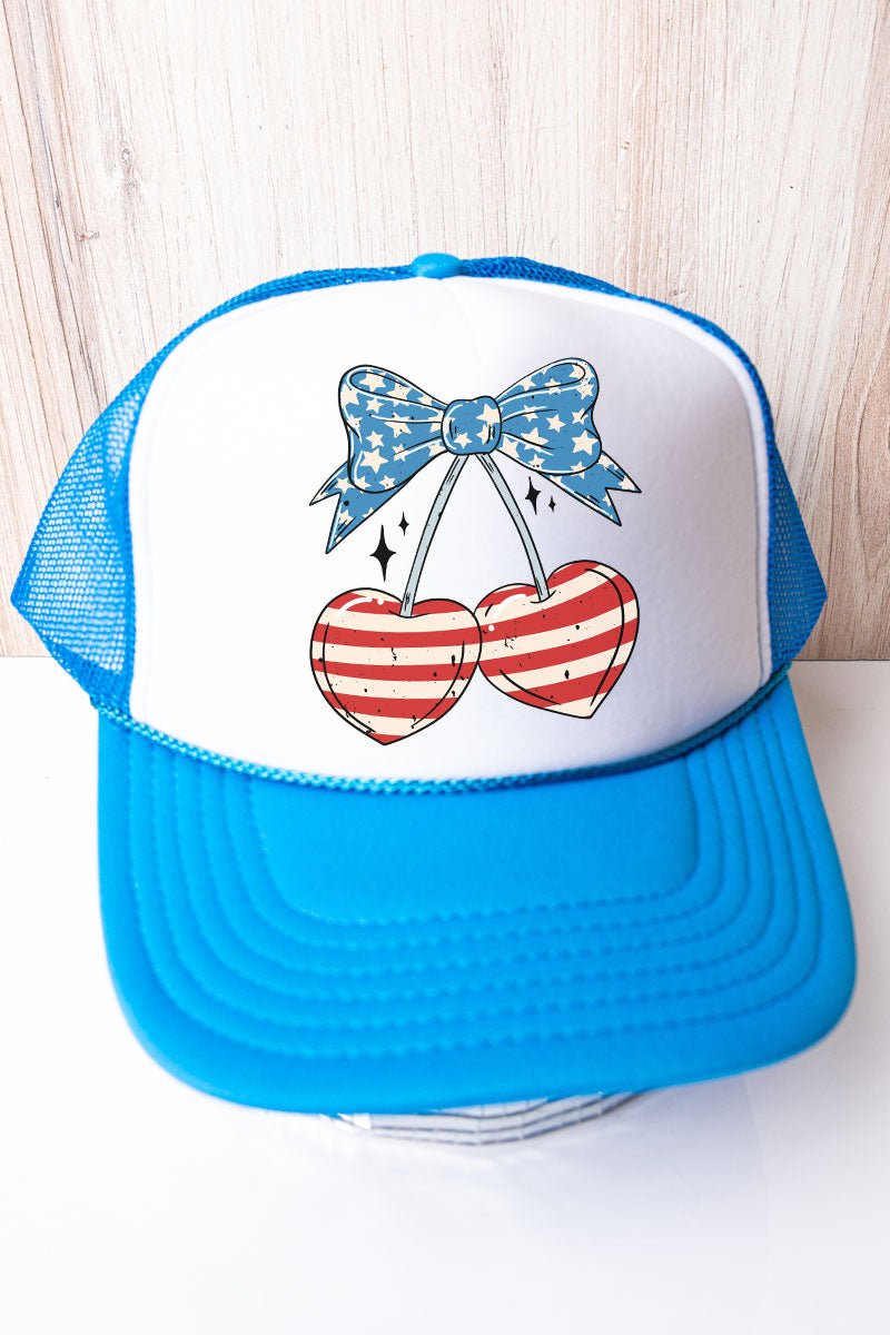 Freedom Cherries Otto Neon Blue with White Foam Front Trucker Hat - Wholesale Accessory Market