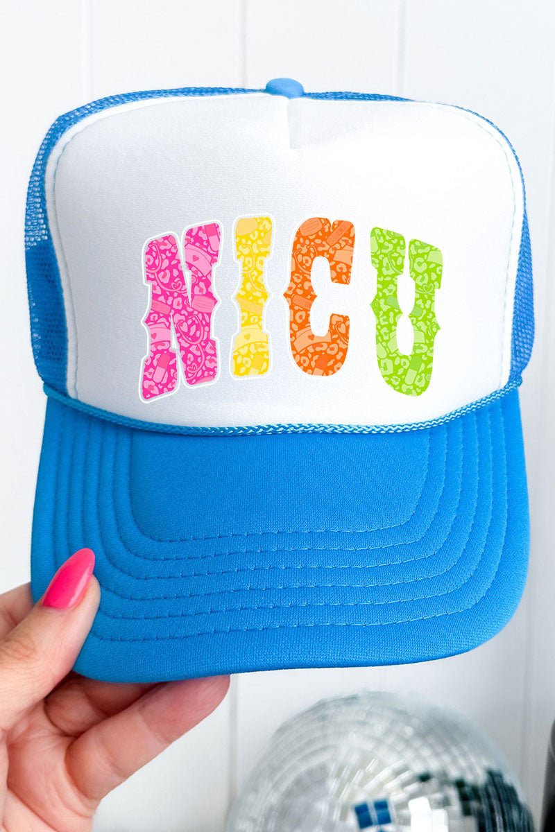 NICU Neon Care Crew Otto Neon Blue with White Foam Front Trucker Hat - Wholesale Accessory Market