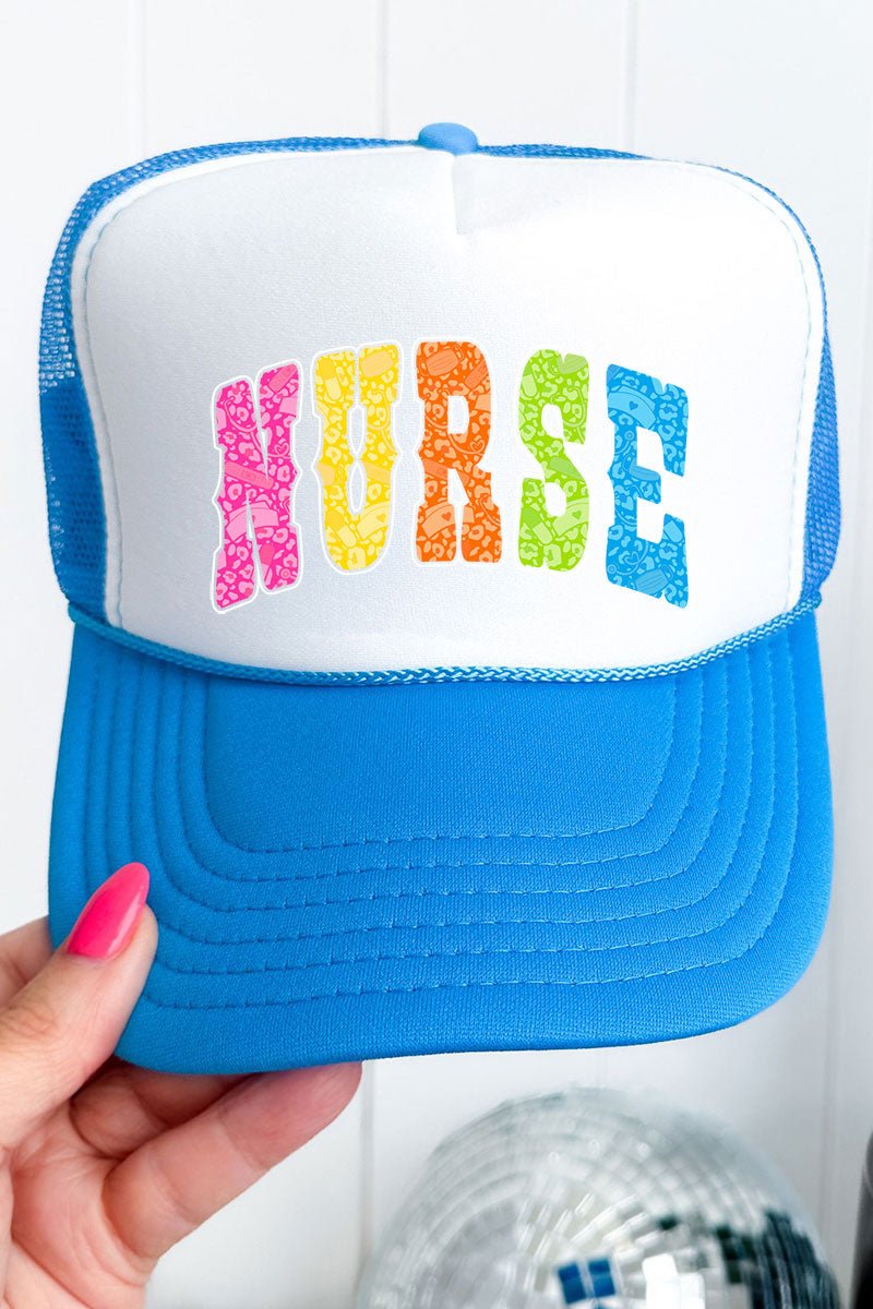 Nurse Neon Care Crew Otto Neon Blue with White Foam Front Trucker Hat - Wholesale Accessory Market