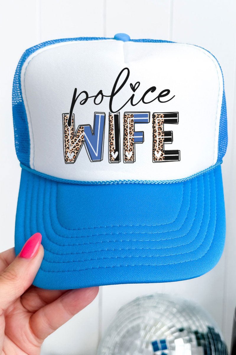 Police Wife Otto Neon Blue with White Foam Front Trucker Hat - Wholesale Accessory Market