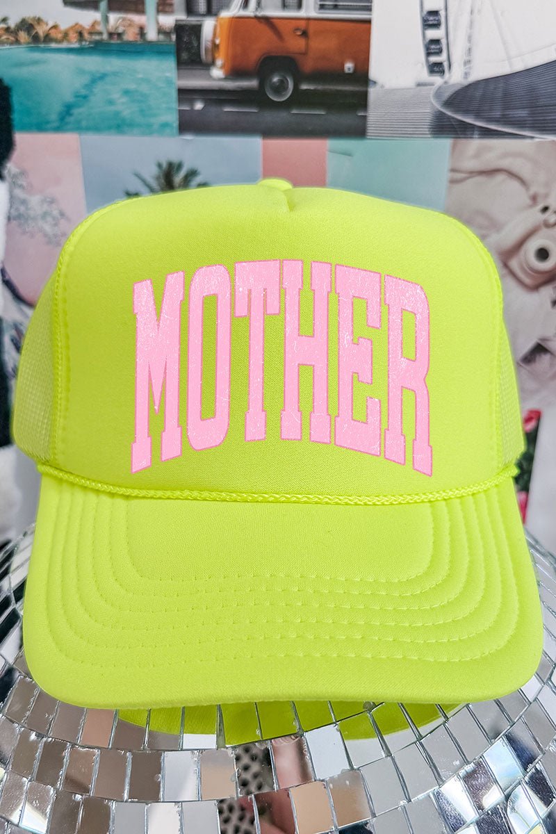 Pretty In Pink Mother Otto Neon Yellow Foam Front Trucker Hat - Wholesale Accessory Market