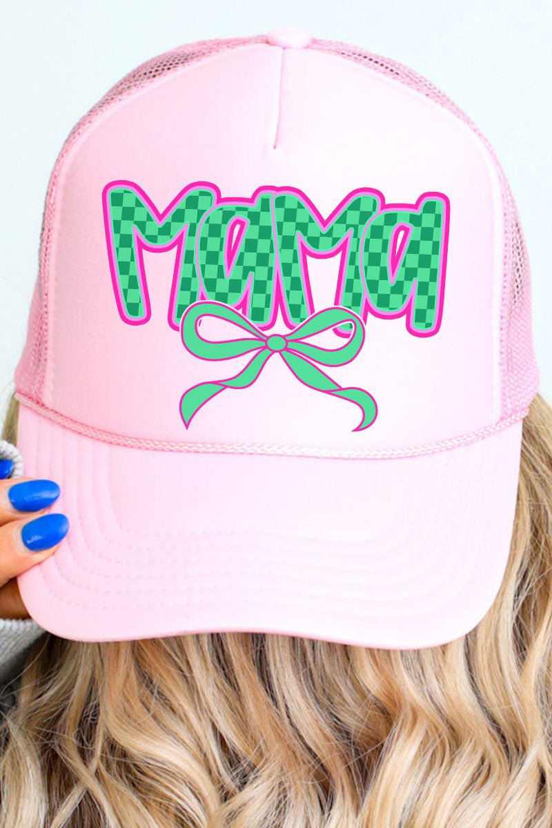 Bright Checkered Mama Otto Soft Pink Foam Front Trucker Hat - Wholesale Accessory Market