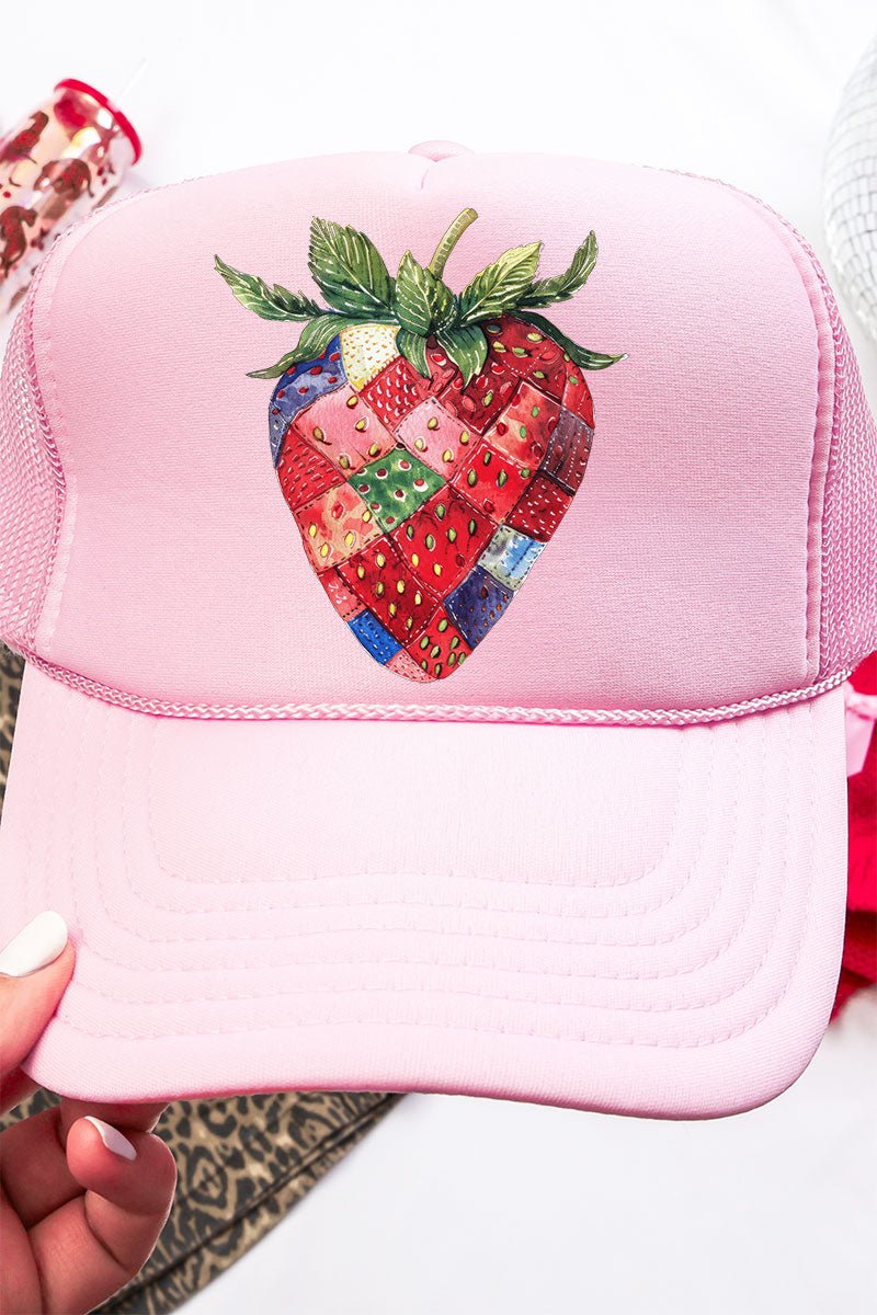 Patchwork Strawberry Otto Soft Pink Foam Front Trucker Hat - Wholesale Accessory Market