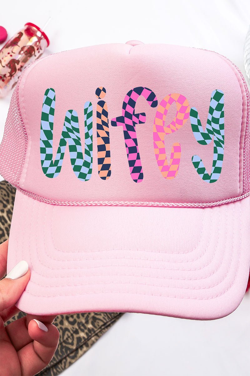 Wavy Checkered Wifey Otto Soft Pink Foam Front Trucker Hat - Wholesale Accessory Market