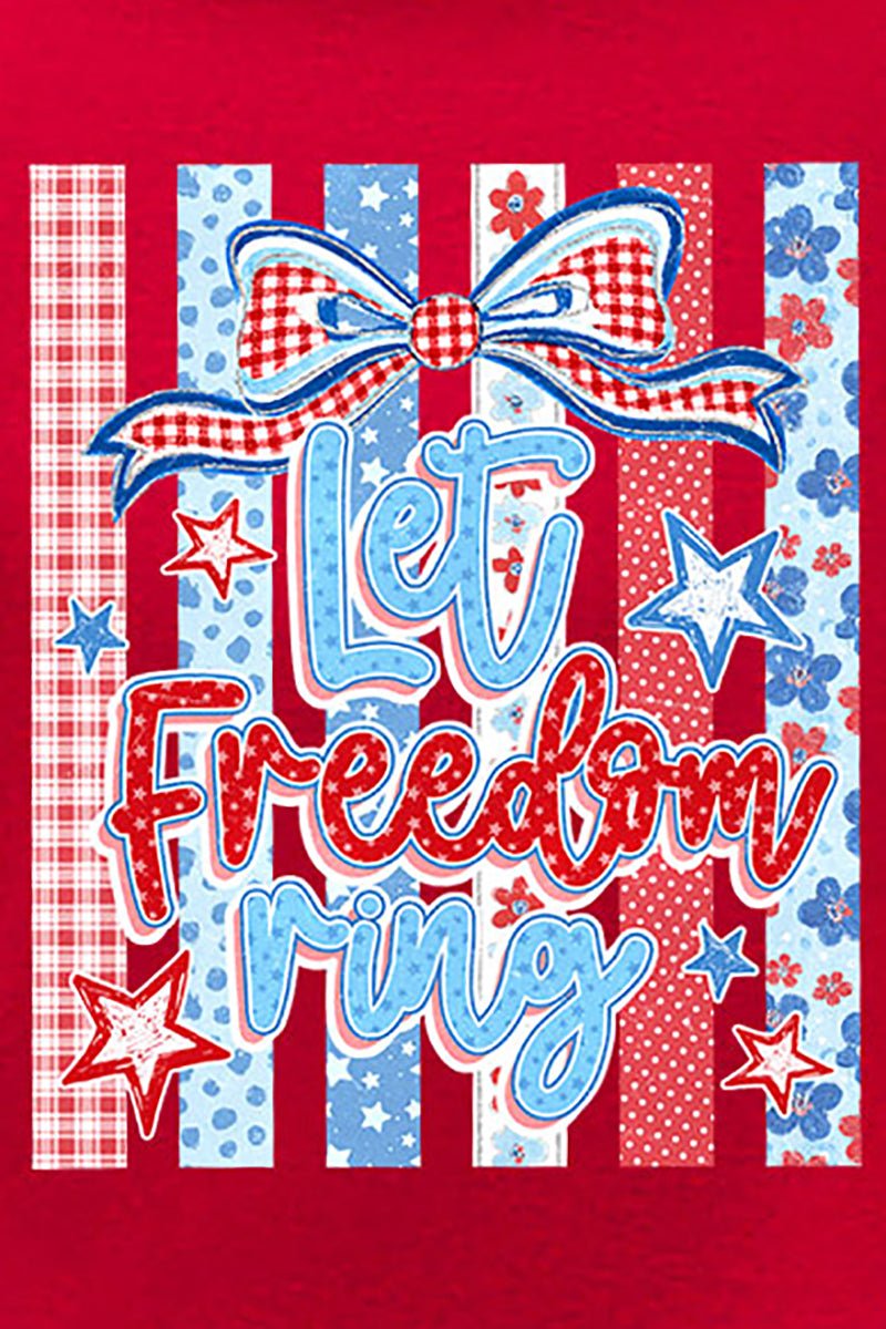 Striped Coquette Let Freedom Ring Short Sleeve Relaxed Fit T-Shirt - Wholesale Accessory Market