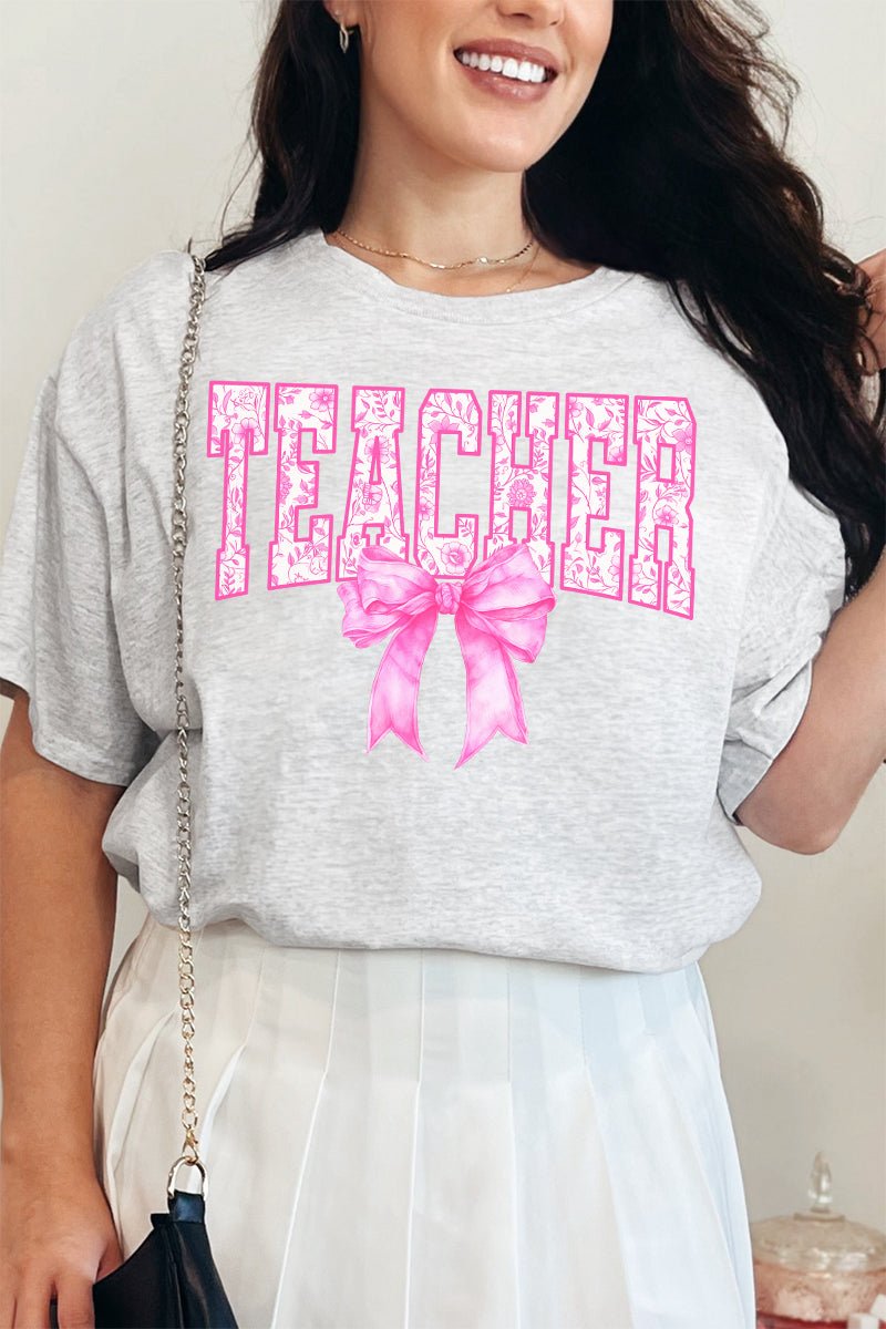 Pink Chinoiserie Teacher Short Sleeve Relaxed Fit T-Shirt - Wholesale Accessory Market