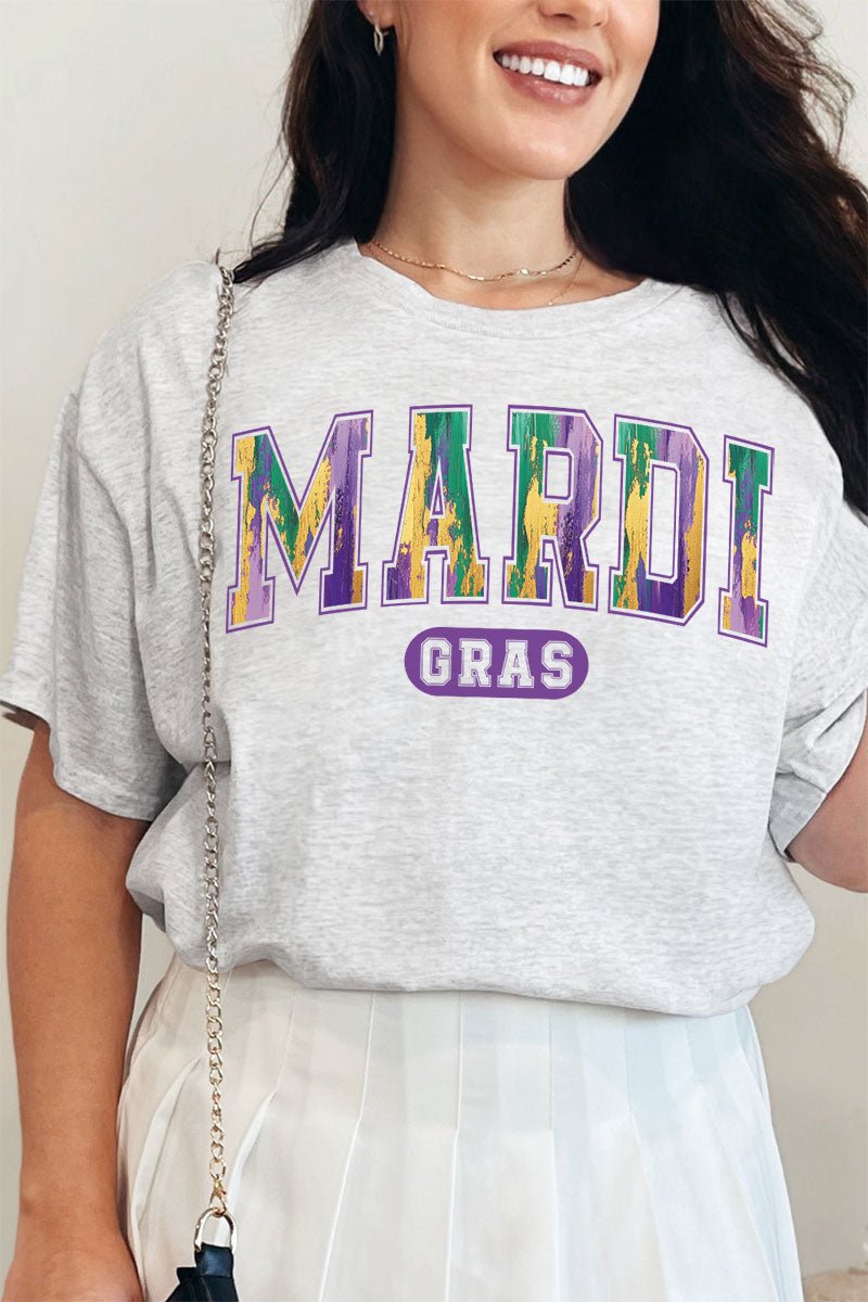 Watercolor Mardi Gras Short Sleeve Relaxed Fit T-Shirt - Wholesale Accessory Market