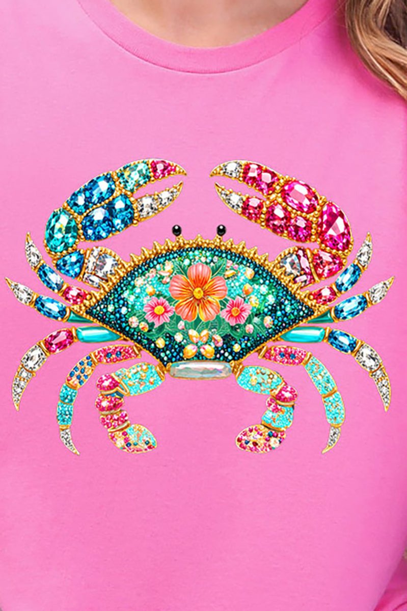 Seaside Sparkle Crab Short Sleeve Relaxed Fit T-Shirt - Wholesale Accessory Market