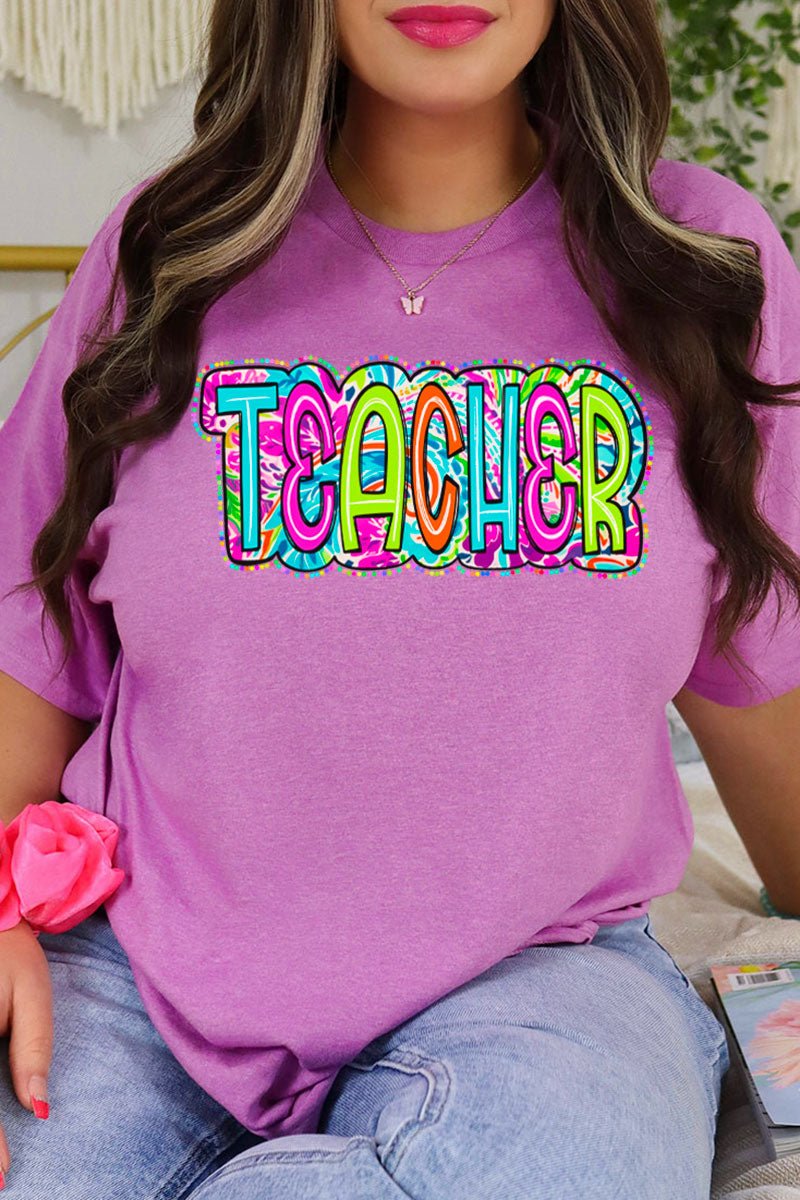 Tie Dye Teacher Short Sleeve Relaxed Fit T-Shirt - Wholesale Accessory Market