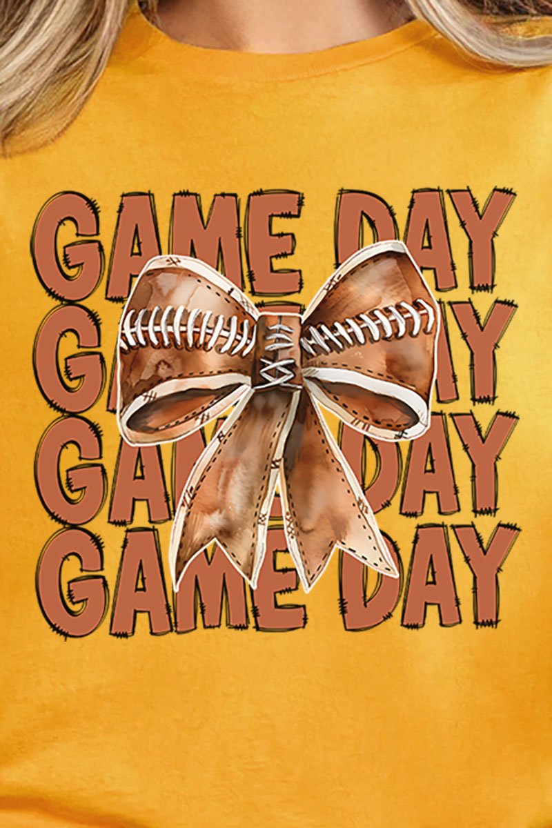 Stacked Gameday Coquette Bow Short Sleeve Relaxed Fit T - Shirt - Wholesale Accessory Market