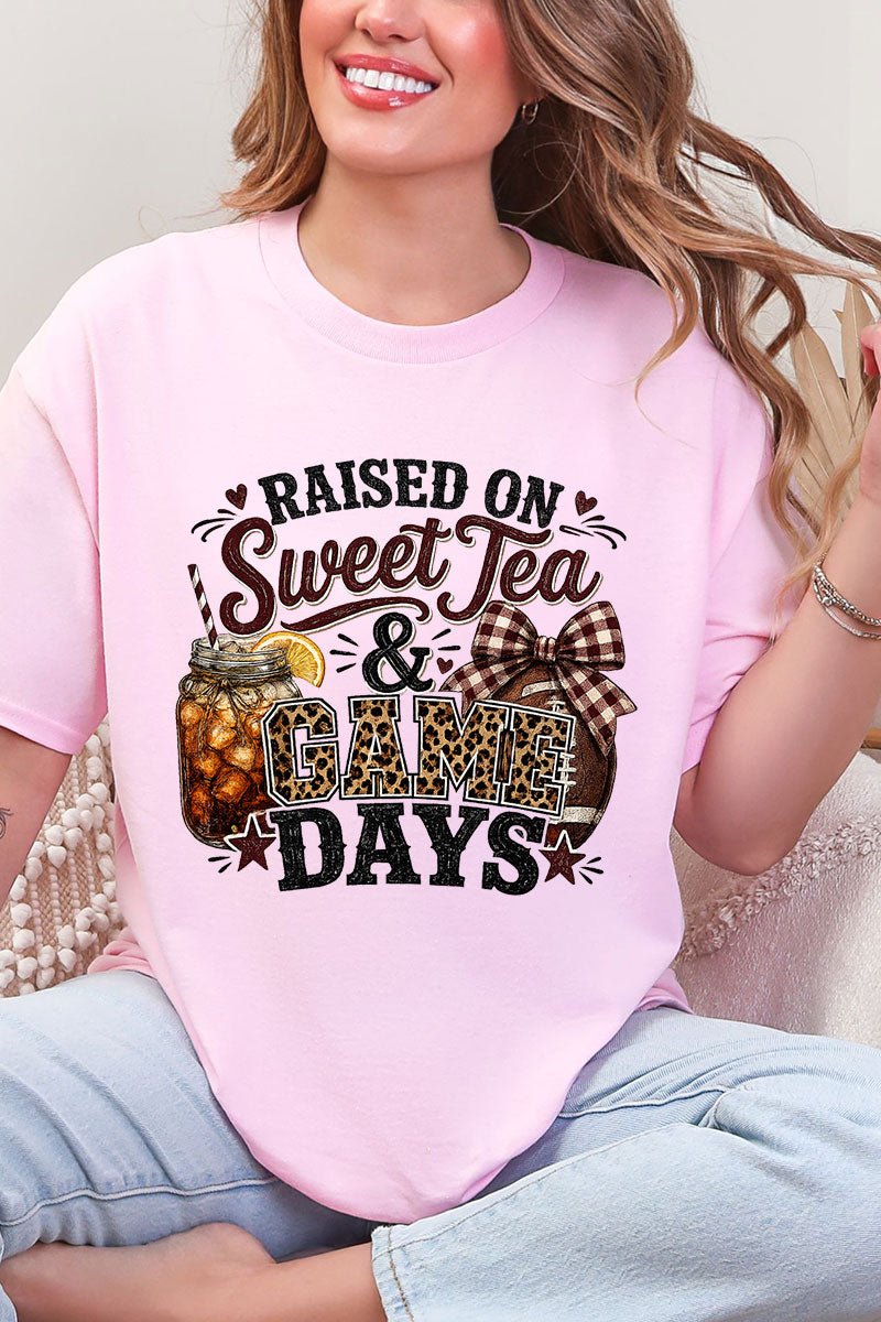 Raised On Sweet Tea & Game Days Short Sleeve Relaxed Fit T-Shirt - Wholesale Accessory Market
