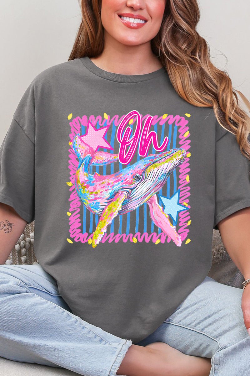 Striped Oh Whale Short Sleeve Relaxed Fit T-Shirt - Wholesale Accessory Market