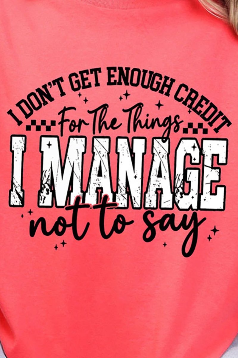Manage Not To Say Short Sleeve Relaxed Fit T-Shirt - Wholesale Accessory Market