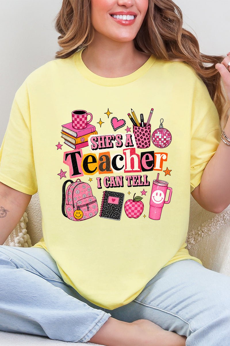 She's A Teacher I Can Tell Short Sleeve Relaxed Fit T-Shirt - Wholesale Accessory Market
