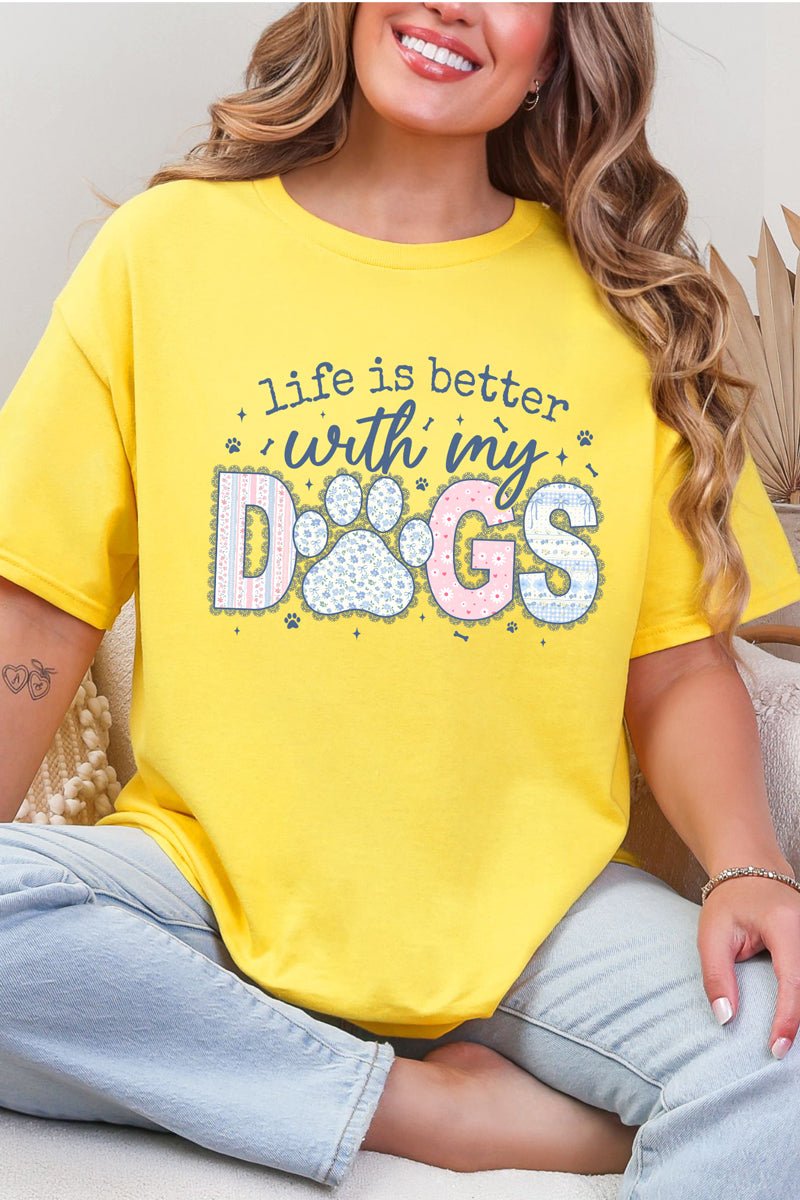 With My Dogs Floral Reverie Short Sleeve Relaxed Fit T-Shirt - Wholesale Accessory Market
