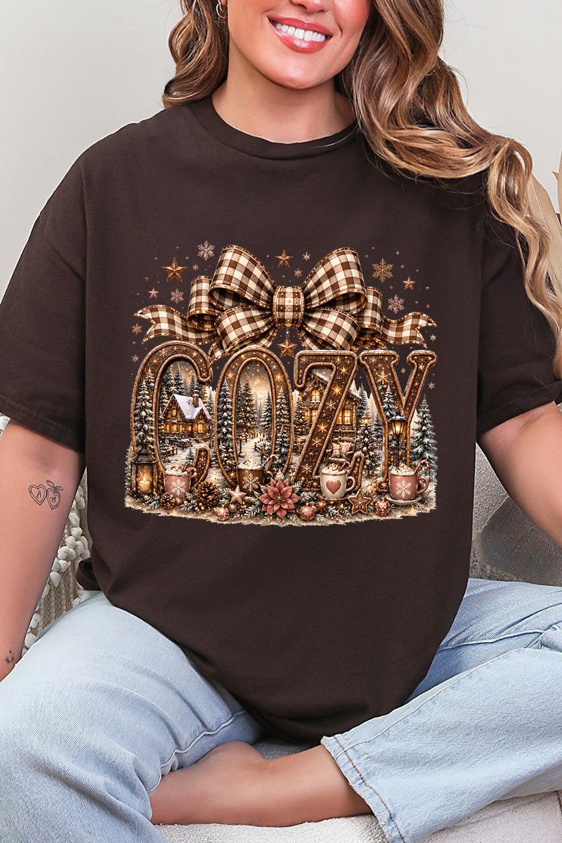 Cozy Christmas Cottage Short Sleeve Relaxed Fit T-Shirt - Wholesale Accessory Market