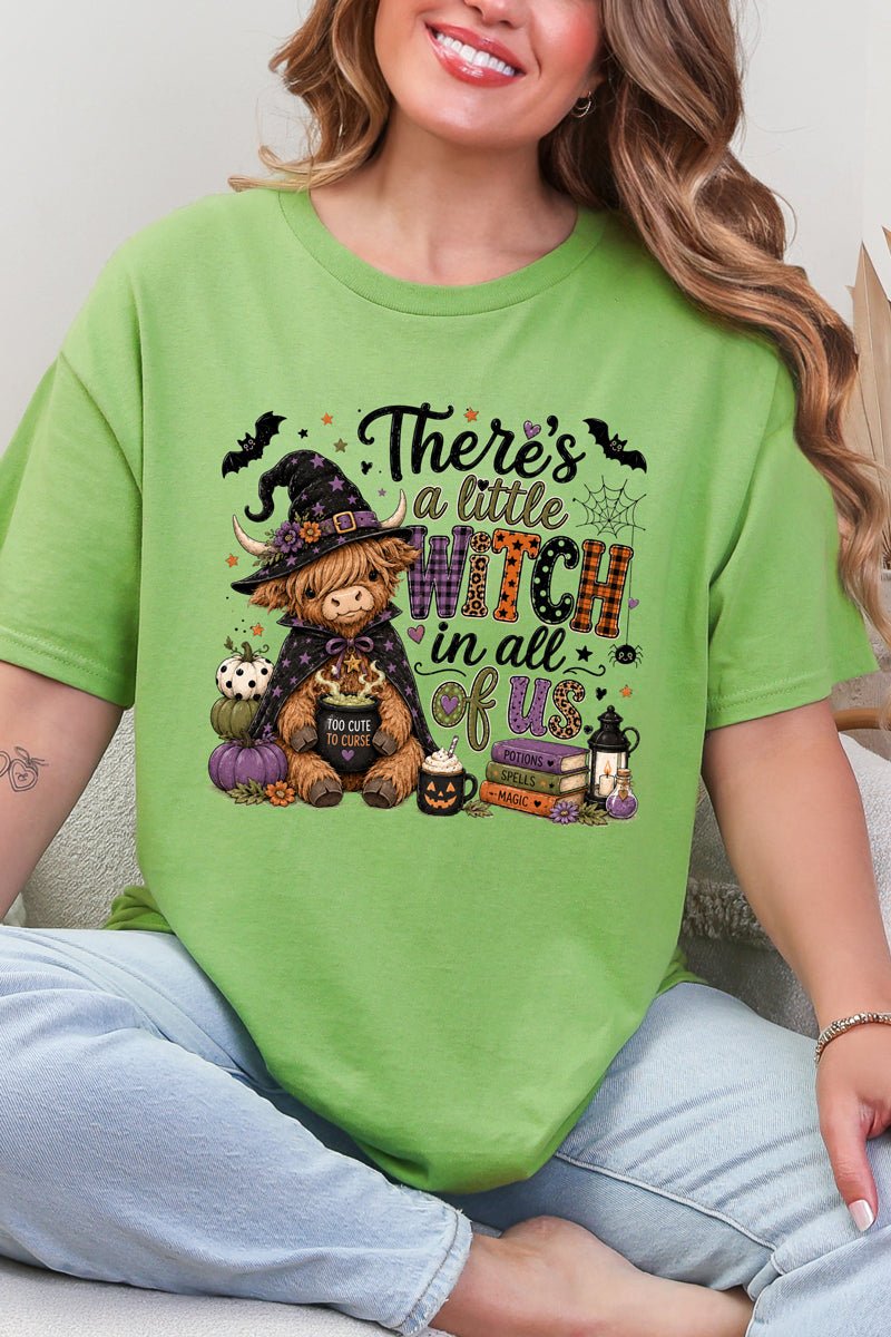 Little Witch Highland Cow Short Sleeve Relaxed Fit T-Shirt - Wholesale Accessory Market