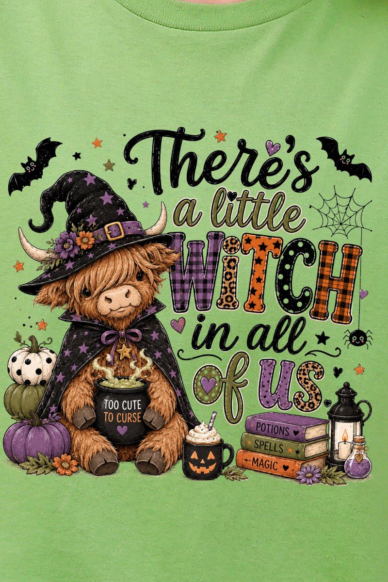 Little Witch Highland Cow Short Sleeve Relaxed Fit T-Shirt - Wholesale Accessory Market
