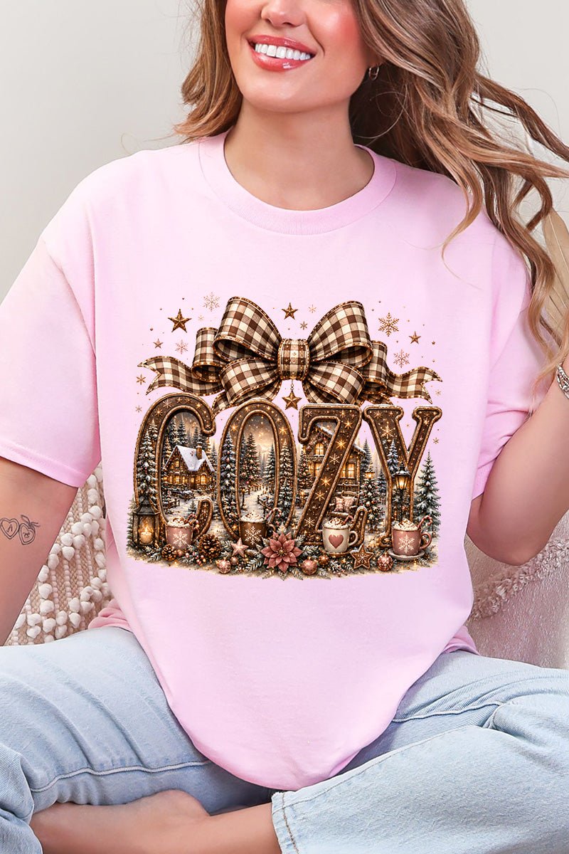 Cozy Christmas Cottage Short Sleeve Relaxed Fit T-Shirt - Wholesale Accessory Market